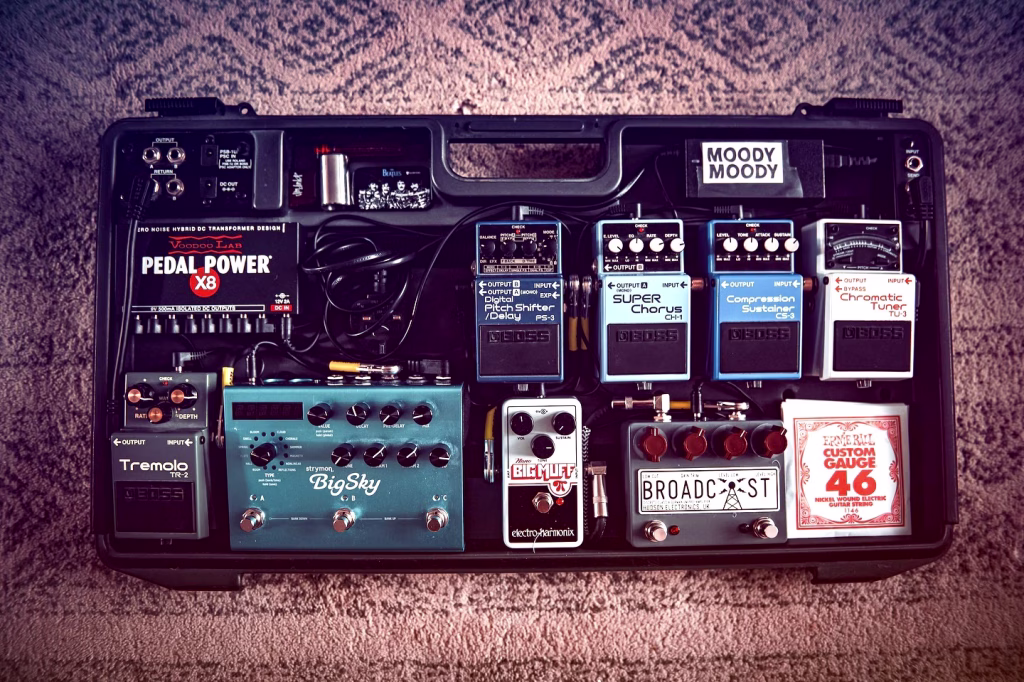 Guitar pedalboard powered by Voodoo Lab Pedal Power X8